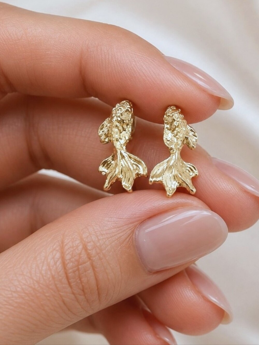 Gold Fish Tail Coastal Earrings